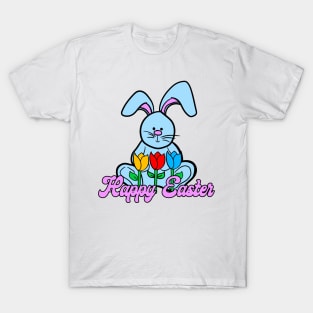 Happy Easter bunny with flowers T-Shirt